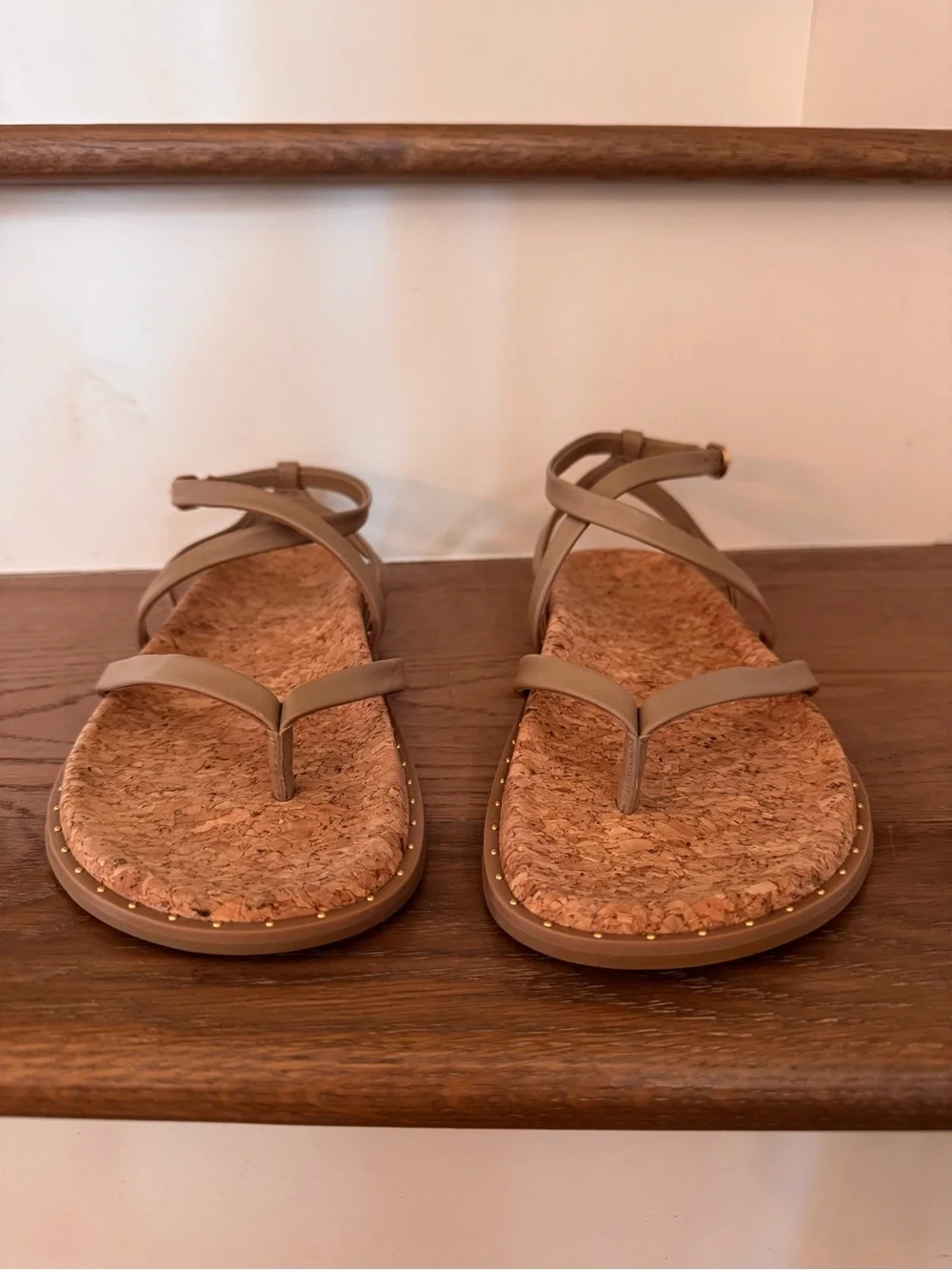Paige Zana Ankle Strap Leather Sandal Size 7 in Color Sand